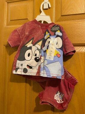 Bluey & Bingo Maroon Kids Pajama Set - Maroon